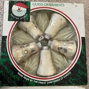 Christmas Vintage Kurt Adler Santa's World Bell-Shaped Glass Ornaments 5